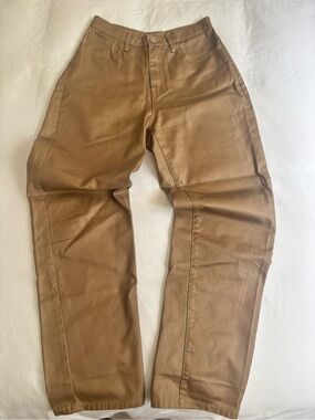 Nasty Gal Brown High-Waisted Leather Look Coated Jeans